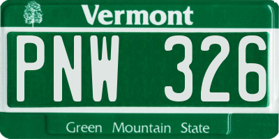 VT license plate PNW326