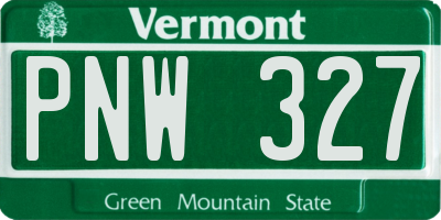 VT license plate PNW327