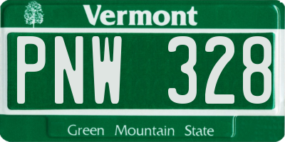 VT license plate PNW328
