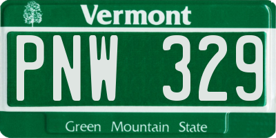 VT license plate PNW329