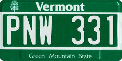 VT license plate PNW331