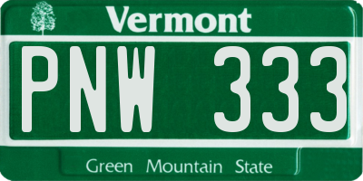 VT license plate PNW333