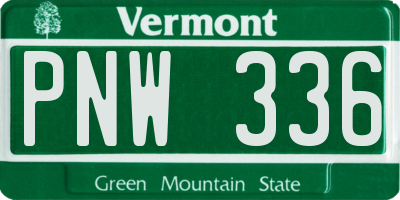 VT license plate PNW336