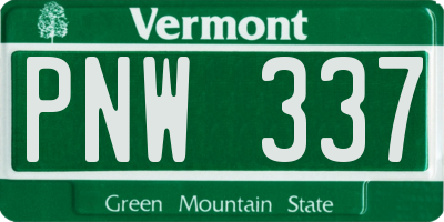 VT license plate PNW337