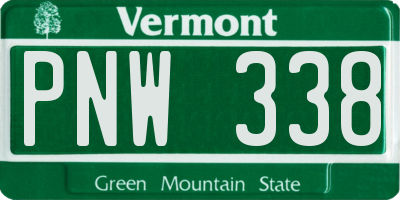 VT license plate PNW338