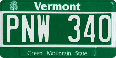 VT license plate PNW340