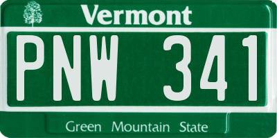 VT license plate PNW341