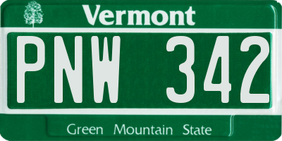 VT license plate PNW342