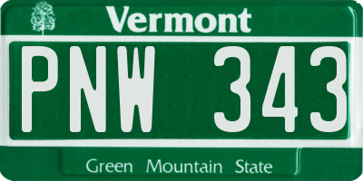 VT license plate PNW343