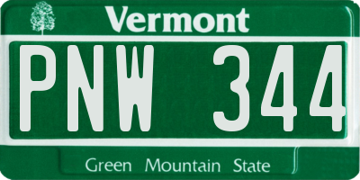 VT license plate PNW344
