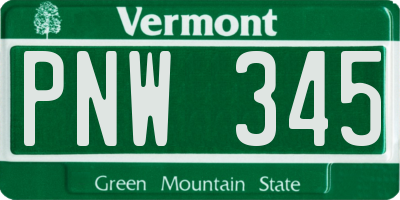 VT license plate PNW345
