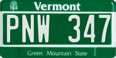 VT license plate PNW347