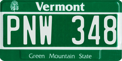 VT license plate PNW348