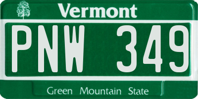 VT license plate PNW349