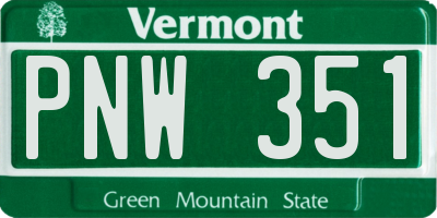 VT license plate PNW351