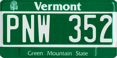 VT license plate PNW352