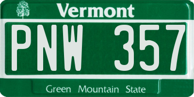 VT license plate PNW357
