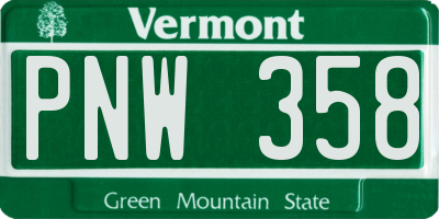 VT license plate PNW358