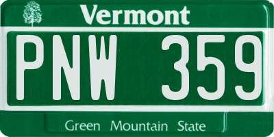VT license plate PNW359