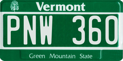 VT license plate PNW360