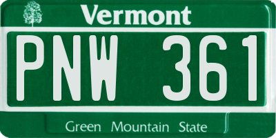 VT license plate PNW361