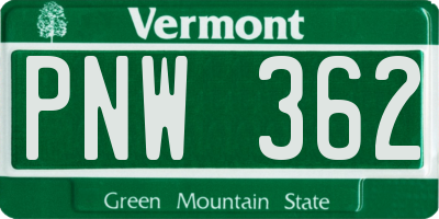VT license plate PNW362