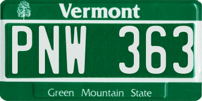 VT license plate PNW363