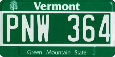 VT license plate PNW364