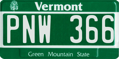 VT license plate PNW366