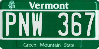 VT license plate PNW367