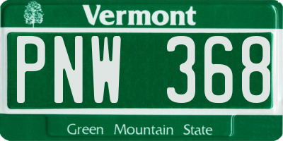 VT license plate PNW368