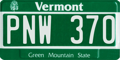 VT license plate PNW370