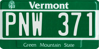 VT license plate PNW371