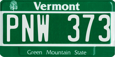 VT license plate PNW373