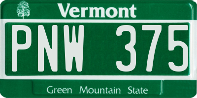 VT license plate PNW375