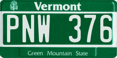 VT license plate PNW376