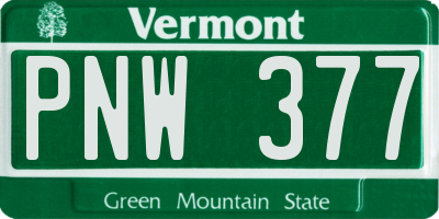 VT license plate PNW377