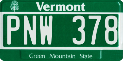 VT license plate PNW378