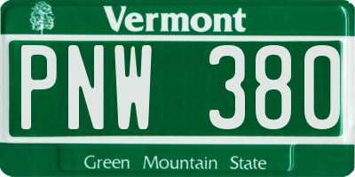 VT license plate PNW380