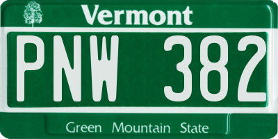 VT license plate PNW382