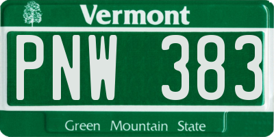 VT license plate PNW383