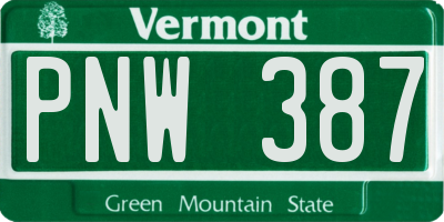 VT license plate PNW387