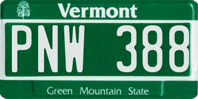 VT license plate PNW388