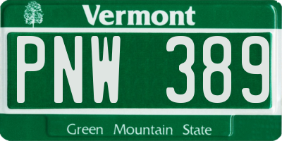 VT license plate PNW389