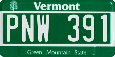 VT license plate PNW391