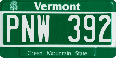 VT license plate PNW392