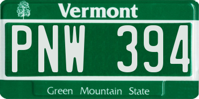 VT license plate PNW394