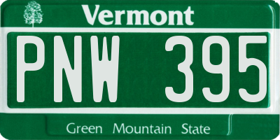 VT license plate PNW395