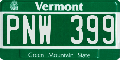 VT license plate PNW399