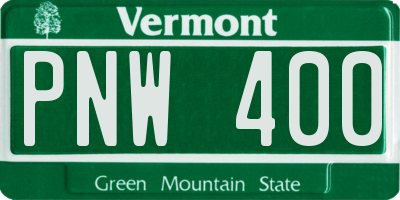 VT license plate PNW400